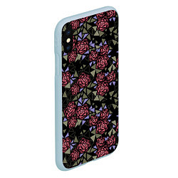 Чехол iPhone XS Max матовый Цветочная мозаика, цвет: 3D-голубой — фото 2