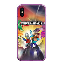 Чехол iPhone XS Max матовый MINECRAFT МАЙНКРАФТ Z, цвет: 3D-фиолетовый