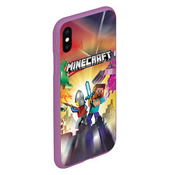 Чехол iPhone XS Max матовый MINECRAFT МАЙНКРАФТ Z, цвет: 3D-фиолетовый — фото 2