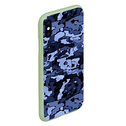 Чехол iPhone XS Max матовый Синий камуфляж в клетку, цвет: 3D-салатовый — фото 2