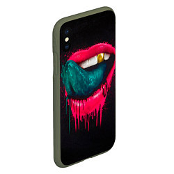 Чехол iPhone XS Max матовый Ядовитый поцелуй, цвет: 3D-темно-зеленый — фото 2