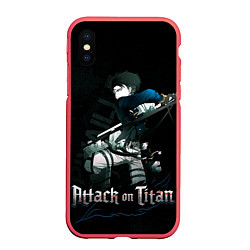 Чехол iPhone XS Max матовый Леви Аккерман Атака на титанов, цвет: 3D-красный