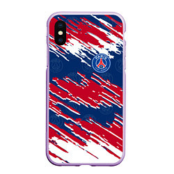 Чехол iPhone XS Max матовый ФК ПСЖ PARIS SAINT GERMAIN, цвет: 3D-сиреневый