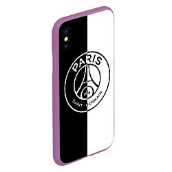 Чехол iPhone XS Max матовый ФК ПСЖ PSG BLACK & WHITE, цвет: 3D-фиолетовый — фото 2