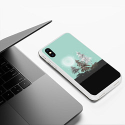 Чехол iPhone XS Max матовый Лес Мозаичный узор, цвет: 3D-белый — фото 2