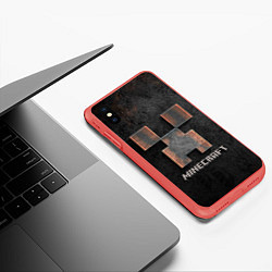 Чехол iPhone XS Max матовый MINECRAFT TEXTURE IRON, цвет: 3D-красный — фото 2