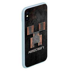 Чехол iPhone XS Max матовый MINECRAFT TEXTURE IRON, цвет: 3D-голубой — фото 2