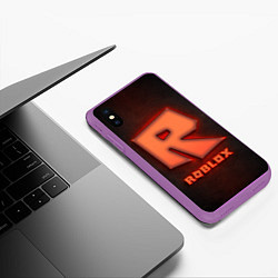 Чехол iPhone XS Max матовый ROBLOX NEON RED, цвет: 3D-фиолетовый — фото 2
