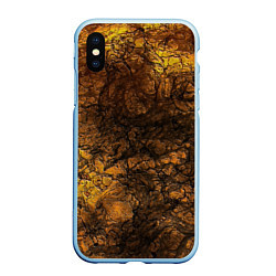 Чехол iPhone XS Max матовый Желто-черная текстура камня, цвет: 3D-голубой
