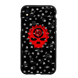 Чехол iPhone XS Max матовый GEARS OF WAR ПАТТЕРН ШЕСТЕРЕНКИ Z, цвет: 3D-черный