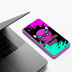 Чехол iPhone XS Max матовый Geometry Dash, цвет: 3D-фиолетовый — фото 2