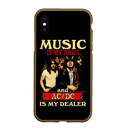 Чехол iPhone XS Max матовый MUSYC IS MY DRUG and ACDC IS MY DEALER, цвет: 3D-коричневый