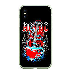 Чехол iPhone XS Max матовый ACDC гитара, цвет: 3D-салатовый