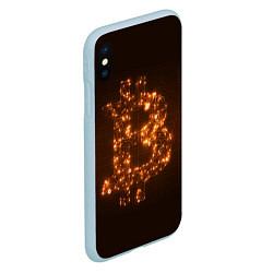 Чехол iPhone XS Max матовый СВЕТЯЩИЙСЯ BITCOIN, цвет: 3D-голубой — фото 2