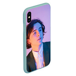 Чехол iPhone XS Max матовый Timothee Chalamet, цвет: 3D-мятный — фото 2