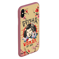 Чехол iPhone XS Max матовый Гейша Geisha Z, цвет: 3D-малиновый — фото 2