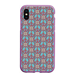 Чехол iPhone XS Max матовый Символы хиппи, цвет: 3D-фиолетовый