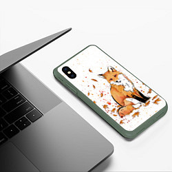Чехол iPhone XS Max матовый ЛИСА В ЛИСТЬЯХ ОСЕННЕЕ НАСТРОЕНИЕ FOX IN THE FORES, цвет: 3D-темно-зеленый — фото 2