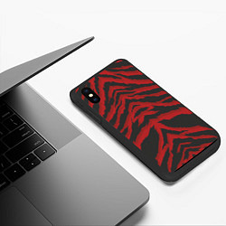 Чехол iPhone XS Max матовый Красная шкура тигра, цвет: 3D-черный — фото 2