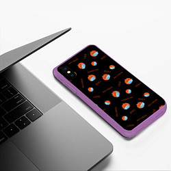 Чехол iPhone XS Max матовый Halloween 2021 , тыква в маске и коронавирус на че, цвет: 3D-фиолетовый — фото 2