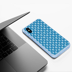 Чехол iPhone XS Max матовый Снеговик Хоккей, цвет: 3D-голубой — фото 2