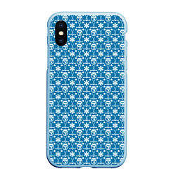 Чехол iPhone XS Max матовый Снеговик Хоккей, цвет: 3D-голубой