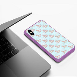 Чехол iPhone XS Max матовый Маленькие единороги, цвет: 3D-фиолетовый — фото 2