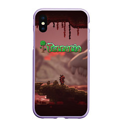 Чехол iPhone XS Max матовый Terraria Тэррария, цвет: 3D-светло-сиреневый