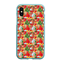 Чехол iPhone XS Max матовый Merry Christmas символика, цвет: 3D-мятный