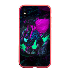 Чехол iPhone XS Max матовый KDA AKALI NEON АКАЛИ НЕОН LEAGUE OF LEGENDS, цвет: 3D-красный