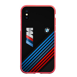 Чехол iPhone XS Max матовый BMW STRIPE, цвет: 3D-красный