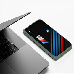 Чехол iPhone XS Max матовый BMW STRIPE, цвет: 3D-темно-зеленый — фото 2