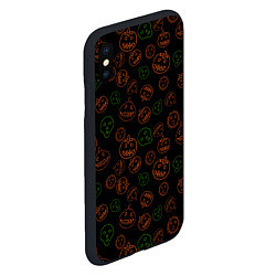 Чехол iPhone XS Max матовый Хэллоуин тыквы и корона, цвет: 3D-черный — фото 2