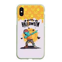 Чехол iPhone XS Max матовый Dab zombie halloween, цвет: 3D-салатовый