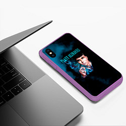 Чехол iPhone XS Max матовый Томас Шелби - Острые козырьки, цвет: 3D-фиолетовый — фото 2