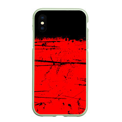 Чехол iPhone XS Max матовый КРАСНЫЙ ГРАНЖ RED GRUNGE, цвет: 3D-салатовый