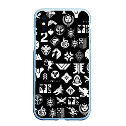 Чехол iPhone XS Max матовый DESTINY 2 PATTERN GAME LOGO ДЕСТИНИ 2 ПАТТЕРН СИМВ, цвет: 3D-голубой