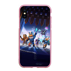 Чехол iPhone XS Max матовый MINECRAFT АРМИЯ КРИПЕРОВ, цвет: 3D-розовый