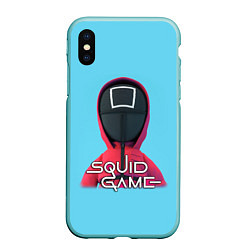 Чехол iPhone XS Max матовый Squid game квадрат - Игра в кальмара, цвет: 3D-мятный