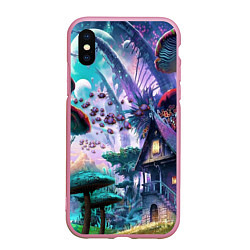 Чехол iPhone XS Max матовый FantasyFish, цвет: 3D-розовый