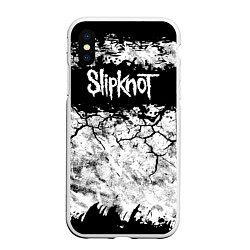 Чехол iPhone XS Max матовый Надпись Слипкнот Рок Группа ЧБ Slipknot, цвет: 3D-белый