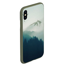 Чехол iPhone XS Max матовый ДРАКОНЫ НАД ЛЕСОМ DRAGON, цвет: 3D-темно-зеленый — фото 2