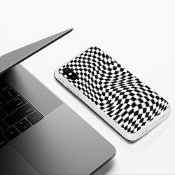 Чехол iPhone XS Max матовый Черно-белая клетка Black and white squares, цвет: 3D-белый — фото 2