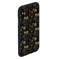 Чехол iPhone XS Max матовый Зимние Узоры золотые, цвет: 3D-черный — фото 2