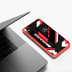 Чехол iPhone XS Max матовый MERCEDES-BENZ AMG GEOMETRY STRIPES RED, цвет: 3D-красный — фото 2