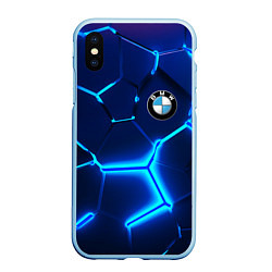 Чехол iPhone XS Max матовый BMW LOGO 3Д ПЛИТЫ ГЕОМЕТРИЯ, цвет: 3D-голубой