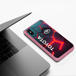 Чехол iPhone XS Max матовый TOYOTA 3D NEON ТОЙОТА 3Д ПЛИТЫ НЕОН, цвет: 3D-малиновый — фото 2