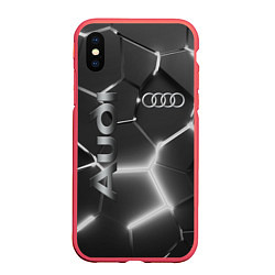 Чехол iPhone XS Max матовый AUDI GREY 3D ПЛИТЫ, цвет: 3D-красный