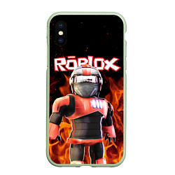 Чехол iPhone XS Max матовый ROBLOX FIRE РОБЛОКС ОГОНЬ ПОЖАРНЫЙ, цвет: 3D-салатовый