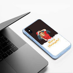 Чехол iPhone XS Max матовый Снегурка Merry Christmas, цвет: 3D-голубой — фото 2